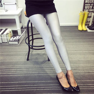 Elastic Leggings Women 2019 Sexy Slim Fluorescent Shiny Pants Leggings Super Stretch Casual Female Pencil Pants Plus Size S-XL