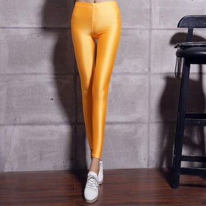 Elastic Leggings Women 2019 Sexy Slim Fluorescent Shiny Pants Leggings Super Stretch Casual Female Pencil Pants Plus Size S-XL