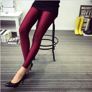 Elastic Leggings Women 2019 Sexy Slim Fluorescent Shiny Pants Leggings Super Stretch Casual Female Pencil Pants Plus Size S-XL