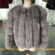 Fashion Silver Fox Real Fur Coat Thick Warm Blue Fox Womens Coats 2019 Winter Whole Skin Natural Fur O-Neck Elegant Costume