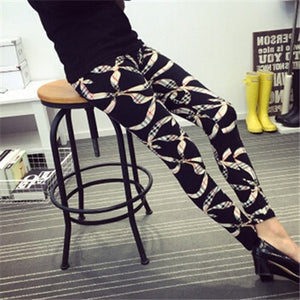 CUHAKCI Women Leggings Fashion Plaid Printing Legging Sexy Leggings Fitness Leggins Grid Floral Stripe Trouser High Waist Pants