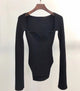 DEAT 2020 new spring and summer fashion women clothes cashmere sqaure collar full sleeves elasitc high waist sexy pullover WK080