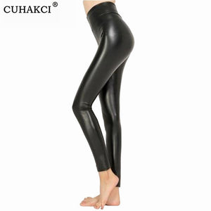 CUHAKCI Legging Free dropshipping Women Hot Sexy Black Wet Look Faux Leather Leggings Slim Shiny Pants Plus size S M L XL XXL