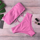 2020 New Bikini Women Swimwear High Waist Strapless Sexy Bikini Pure Color Women Swimsuit Padded Bathing Suit Monokin